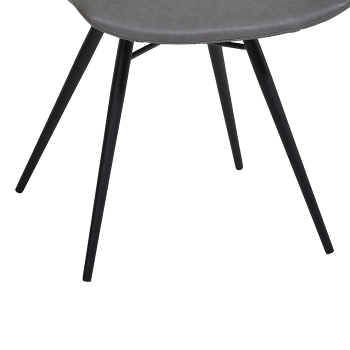 Zurich Dining Chair in Vintage Gray Faux Leather and Black Metal Finish - Set of 2