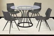 Zurich Dining Chair in Vintage Gray Faux Leather and Black Metal Finish - Set of 2 - Furniture City (CA)l