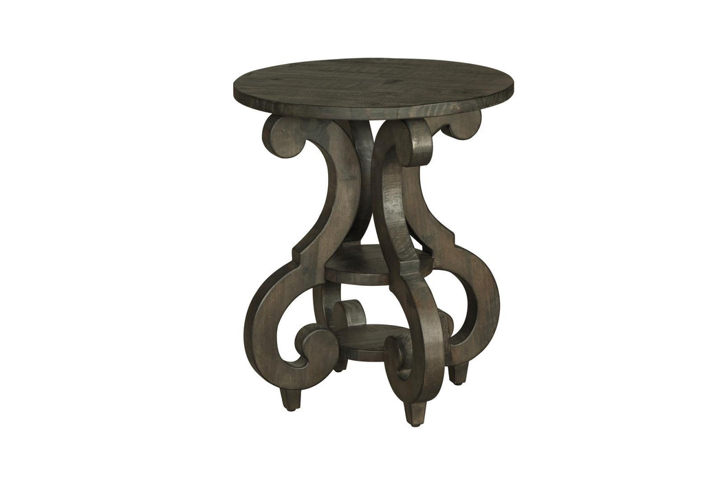 Magnussen Furniture Bellamy Round Accent End Table in Deep Weathered Pine