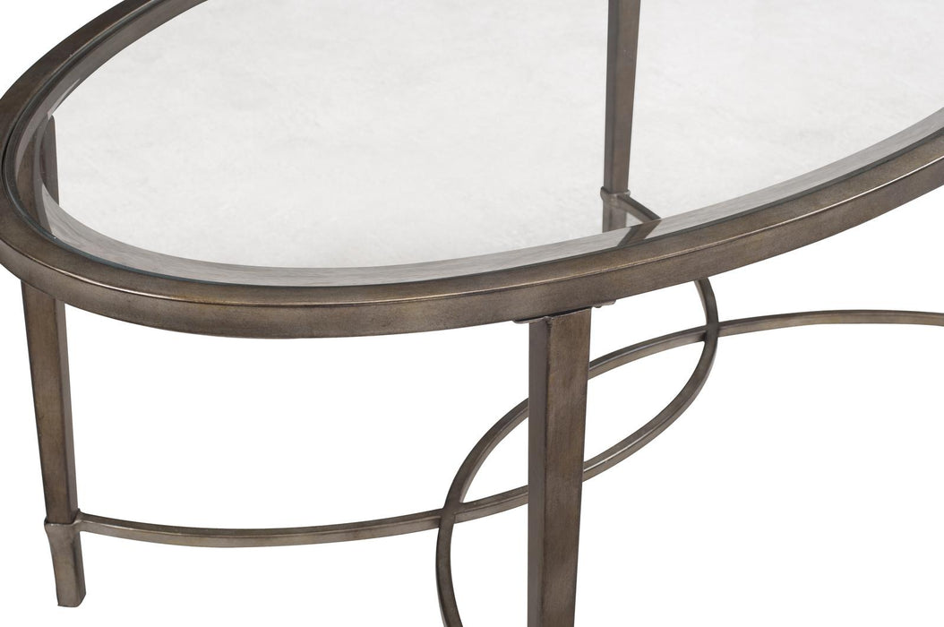 Magnussen Furniture Copia Demilune Sofa Table in Antiqued Silver