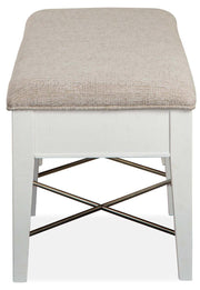 Magnussen Furniture Heron Cove Bench with Upholstered Seat in Chalk White - Furniture City (CA)l