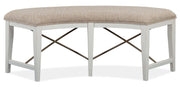 Magnussen Furniture Heron Cove Curved Bench with Upholstered Seat in Chalk White - Furniture City (CA)l