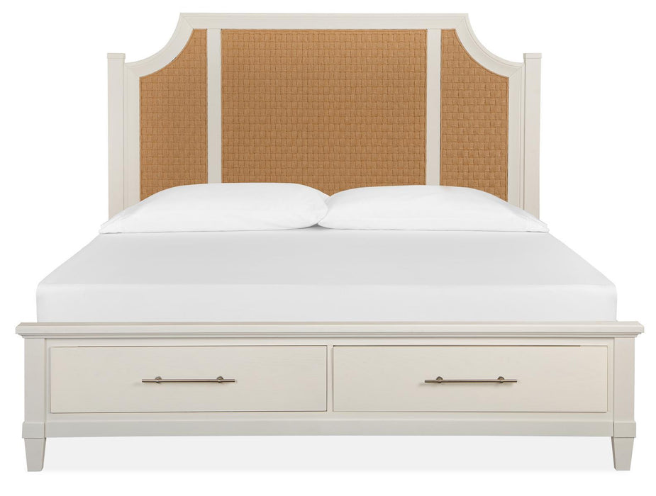 Magnussen Furniture Lola Bay California King Arched Woven Storage Bed in Seagull White