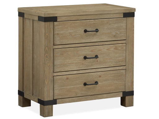 Magnussen Furniture Madison Heights Bachelor Chest with Metal Decoration in Weathered Fawn image