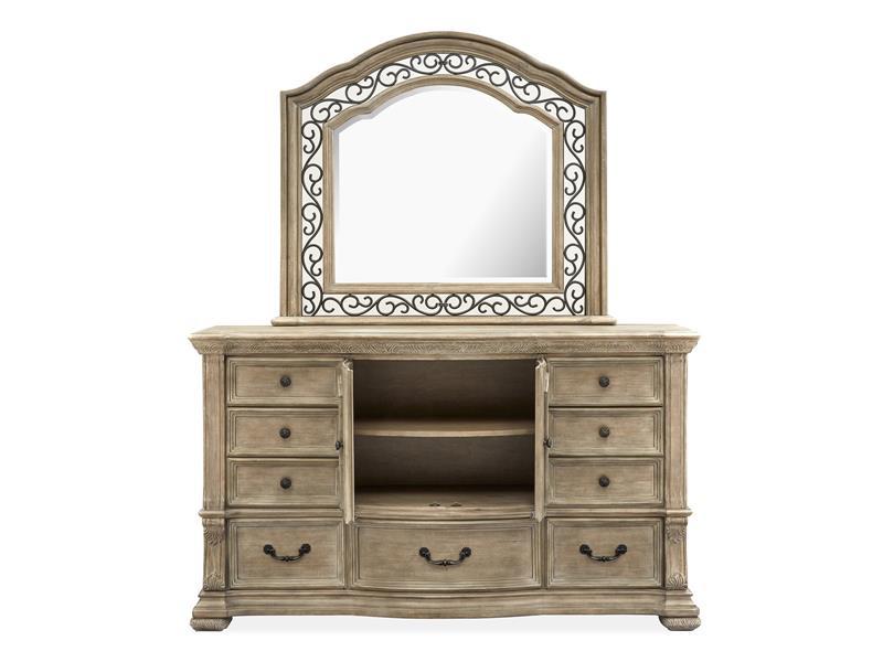 Magnussen Furniture Marisol Shaped Mirror in Fawn/Graphite