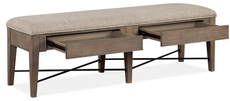 Magnussen Furniture Paxton Place Bench w/ Upholstered Seat in Dovetail Grey - Furniture City (CA)l