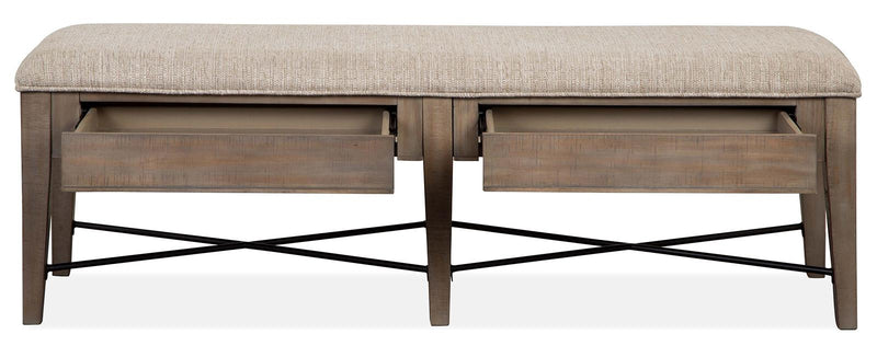 Magnussen Furniture Paxton Place Bench w/ Upholstered Seat in Dovetail Grey - Furniture City (CA)l