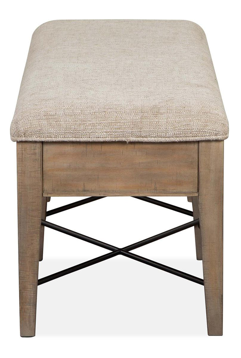 Magnussen Furniture Paxton Place Bench w/ Upholstered Seat in Dovetail Grey - Furniture City (CA)l