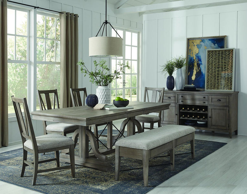 Magnussen Furniture Paxton Place Bench w/ Upholstered Seat in Dovetail Grey - Furniture City (CA)l