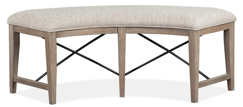 Magnussen Furniture Paxton Place Curved Bench w/ Upholstered Seat in Dovetail Grey - Furniture City (CA)l