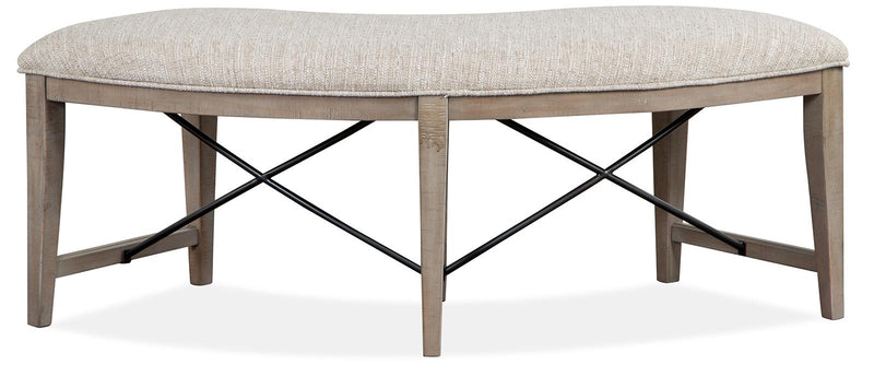 Magnussen Furniture Paxton Place Curved Bench w/ Upholstered Seat in Dovetail Grey - Furniture City (CA)l