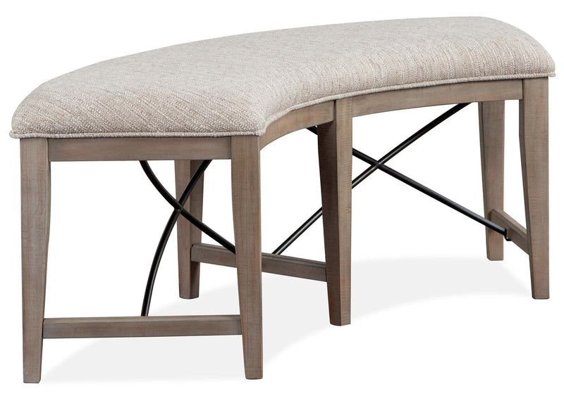 Magnussen Furniture Paxton Place Curved Bench w/ Upholstered Seat in Dovetail Grey - Furniture City (CA)l