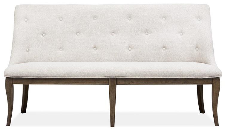 Magnussen Furniture Roxbury Manor Bench w/Upholstered Seat & Back in Homestead Brown