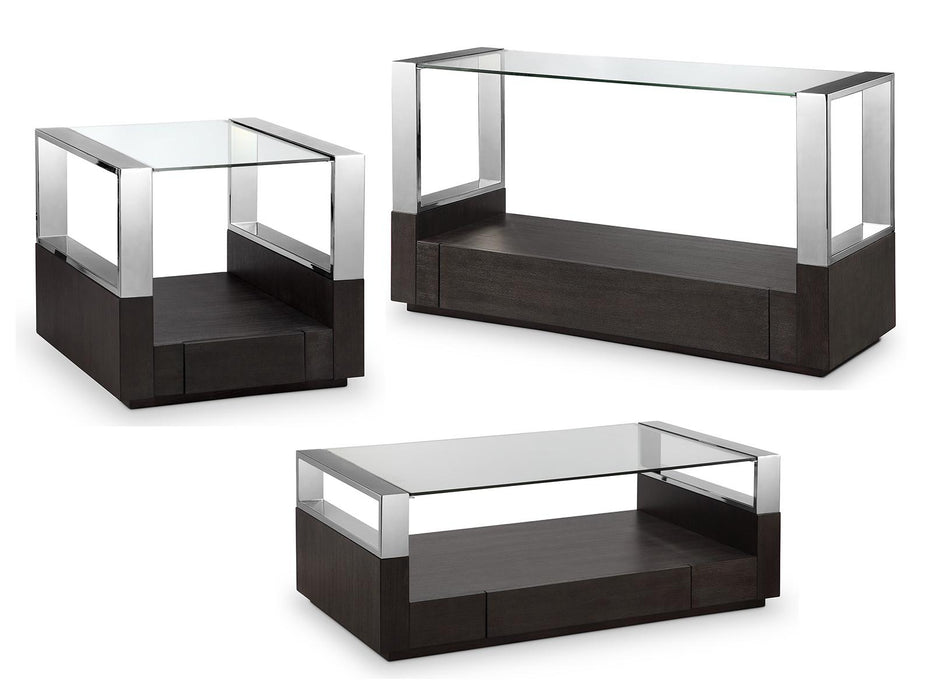 Magnussen Revere Rectangular End Table in Graphite and Chrome