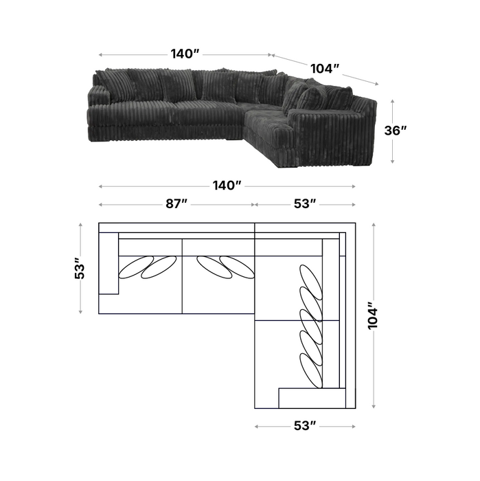 MOD L Shape 2pc sectional #973