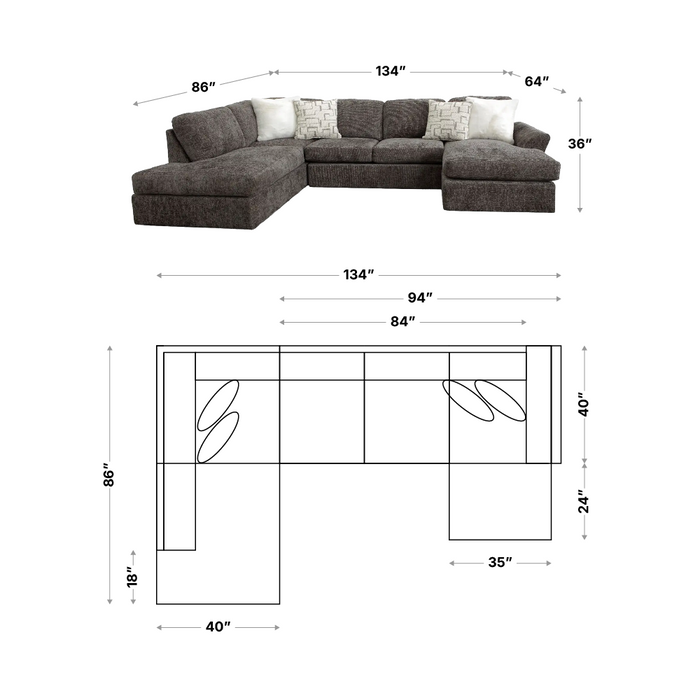 Urban Bliss 3 Piece Sectional