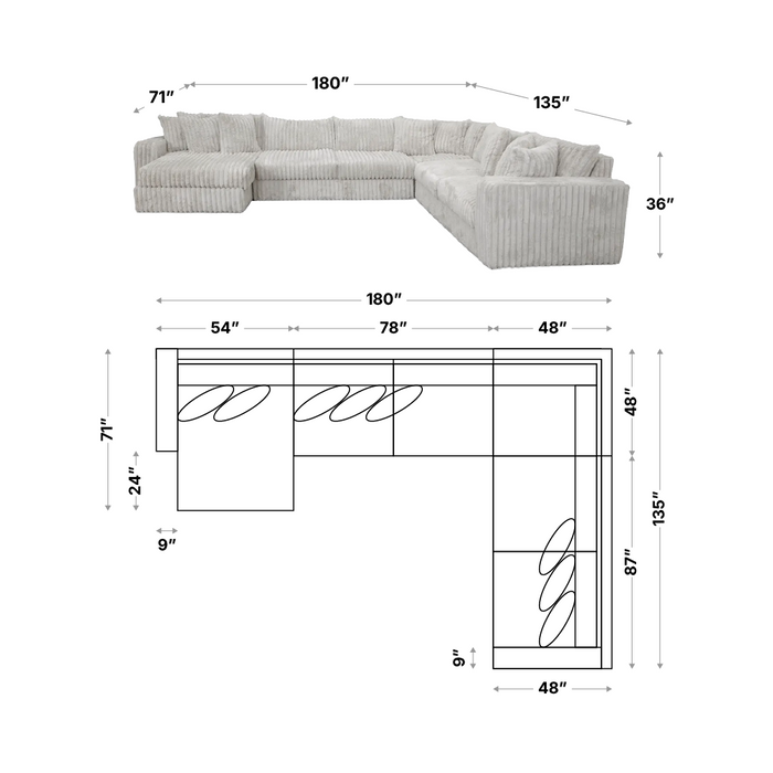 The Luna 4pc Sectional W/chaise Lounge