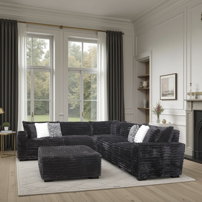 3 Pc Sectional Corduroy Fabric