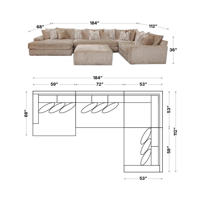 The Roxie, Oversized 4 Piece Sectional