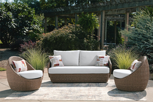 Double Point Outdoor Loveseat/2 Swivel Chairs (Set of 3) - Furniture City (CA)l