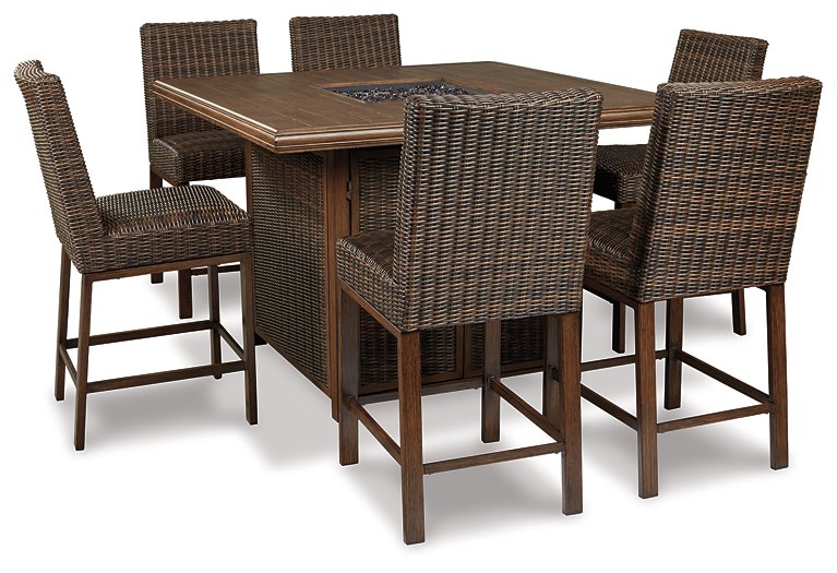Paradise Trail Outdoor Counter Height Dining Table with 4 Barstools - Furniture City (CA)l