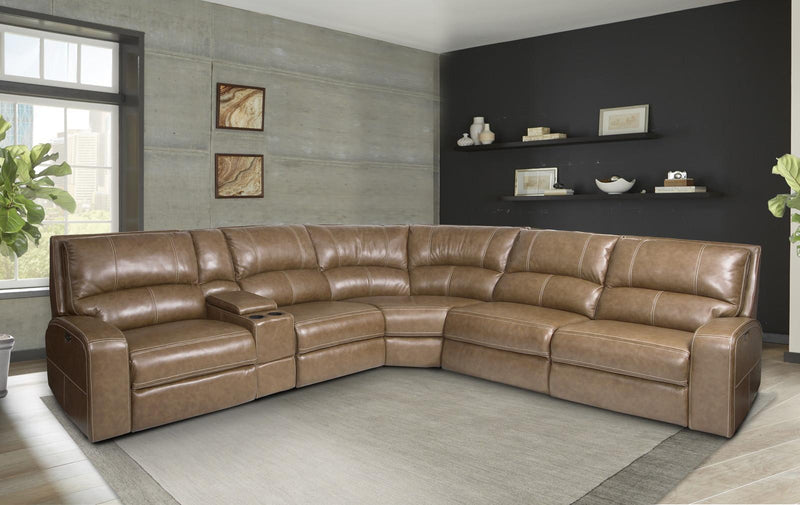 Parker House Swift Straight Console w/ USB in Bourbon - Furniture City (CA)l