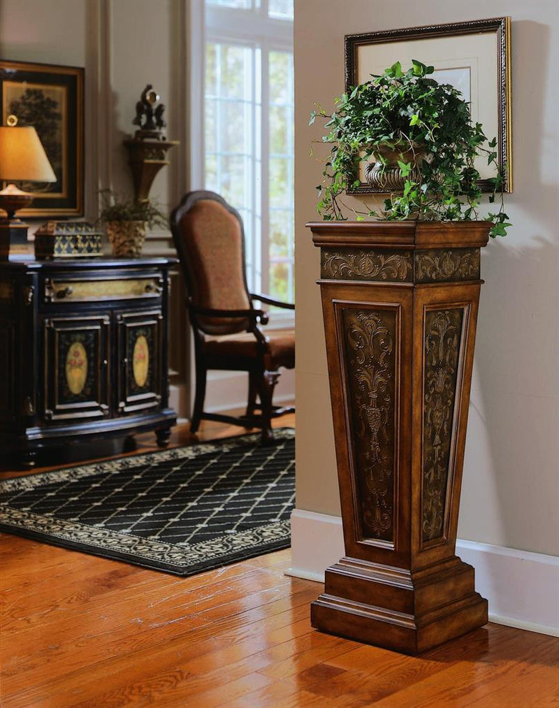 Pulaski Faux Metal Inlay Accent Pedestal - Furniture City (CA)l