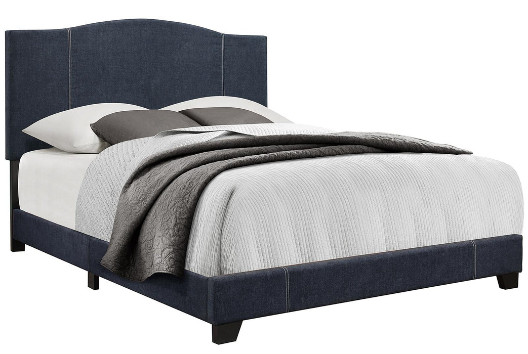 Pulaski ACH All-In-One Queen Modified Camel Back Upholstered Bed in Blue