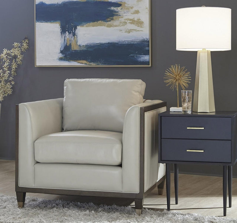Pulaski Addison Leather Chair in Light Grey - Furniture City (CA)l
