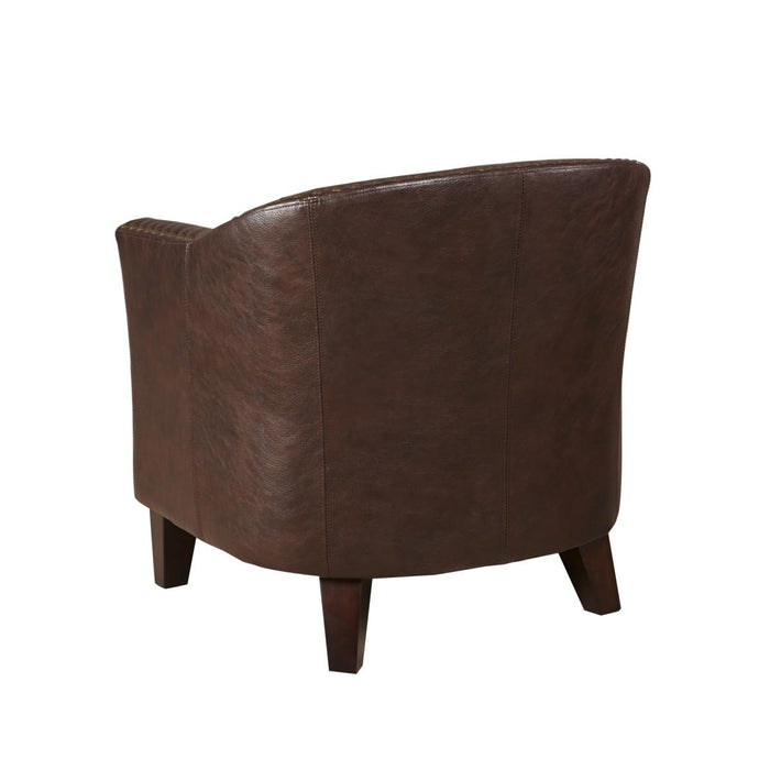 Pulaski Brown Faux Leather Barrel Accent Chair
