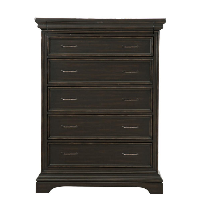 Pulaski Caldwell Drawer Chest in Dark Wood