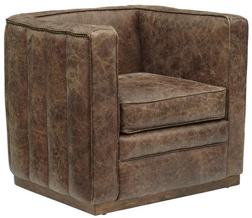 Pulaski Channel Tufted Sheltered Leather Chair in Mocha Brown image