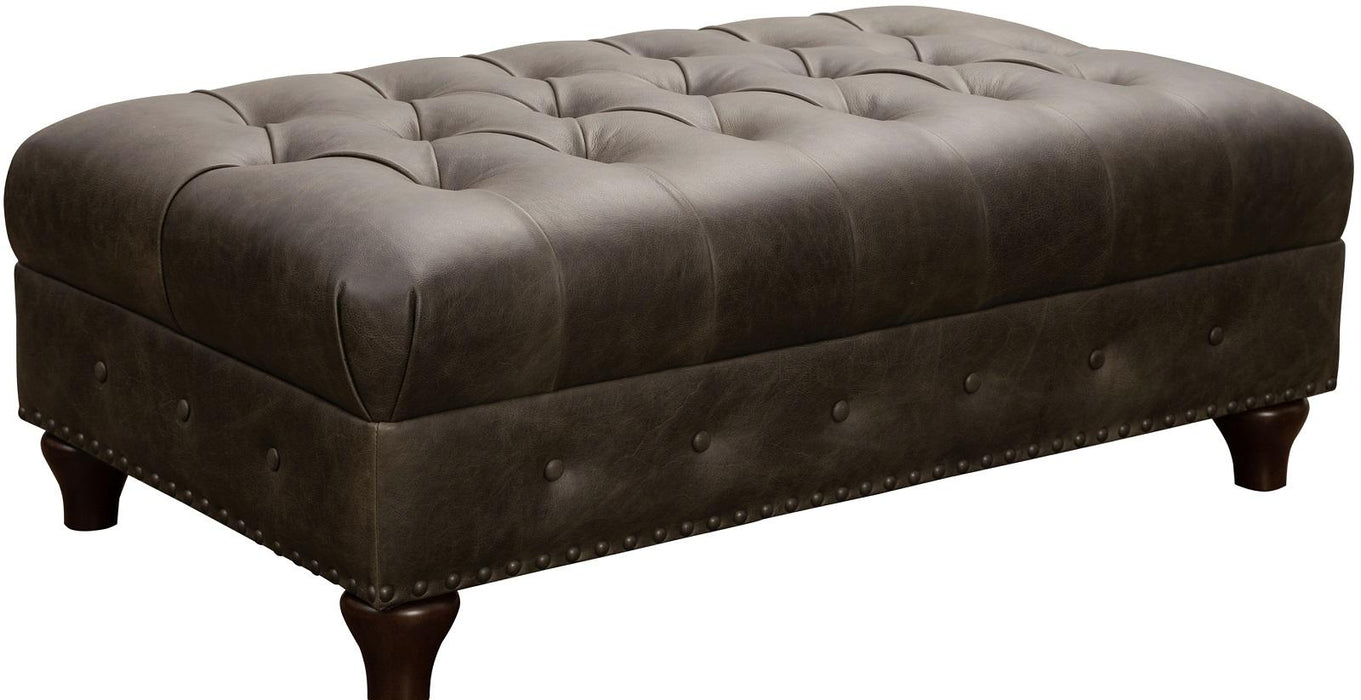Pulaski Charlie Leather Cocktail Ottoman in Heritage Brown