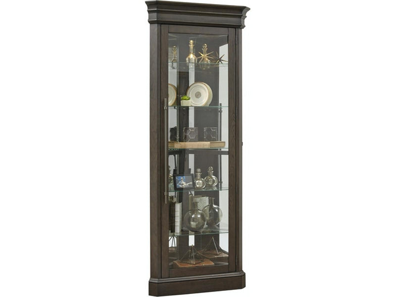 Pulaski Corner Curio in Oak Brown - Furniture City (CA)l