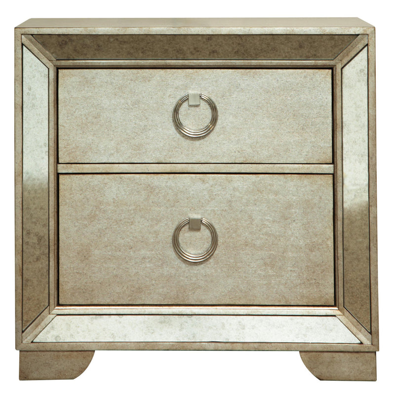 Pulaski Farrah 2 Drawer Nightstand with Cedar Lining in Metallic - Furniture City (CA)l