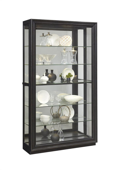 Pulaski Framed Sliding Door 5 Shelf Curio Cabinet in Dark Brown