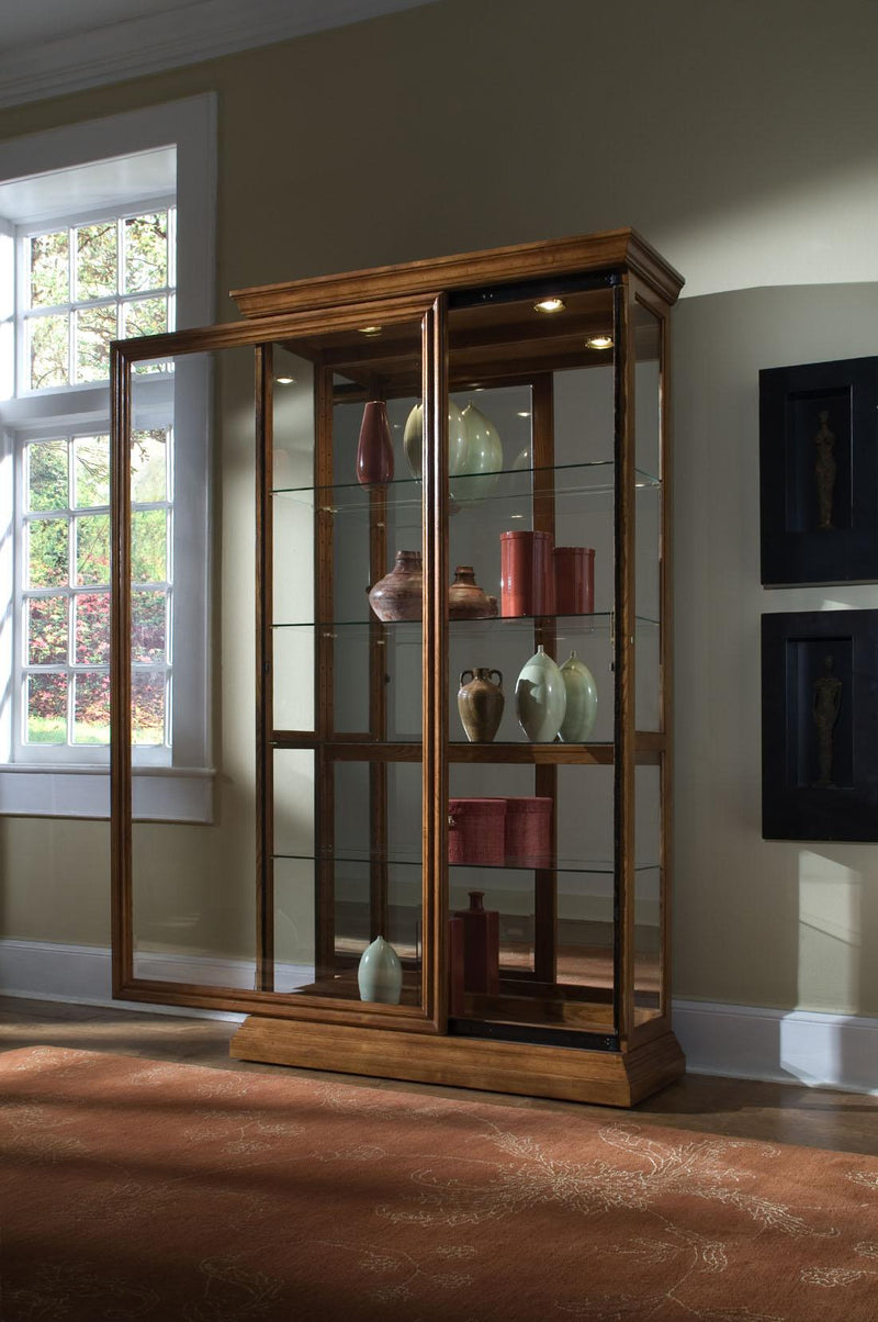 Pulaski Golden Oak Two Way Sliding Door Curio - Furniture City (CA)l