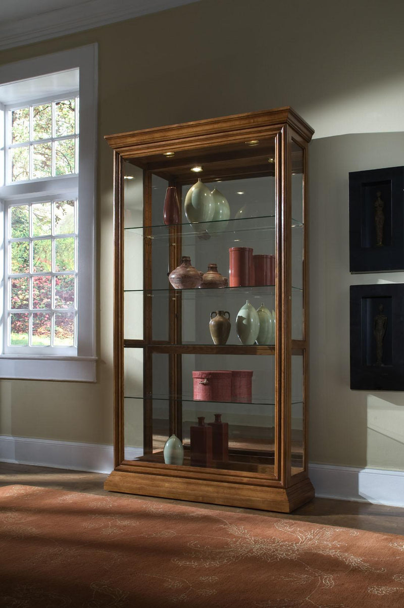 Pulaski Golden Oak Two Way Sliding Door Curio - Furniture City (CA)l