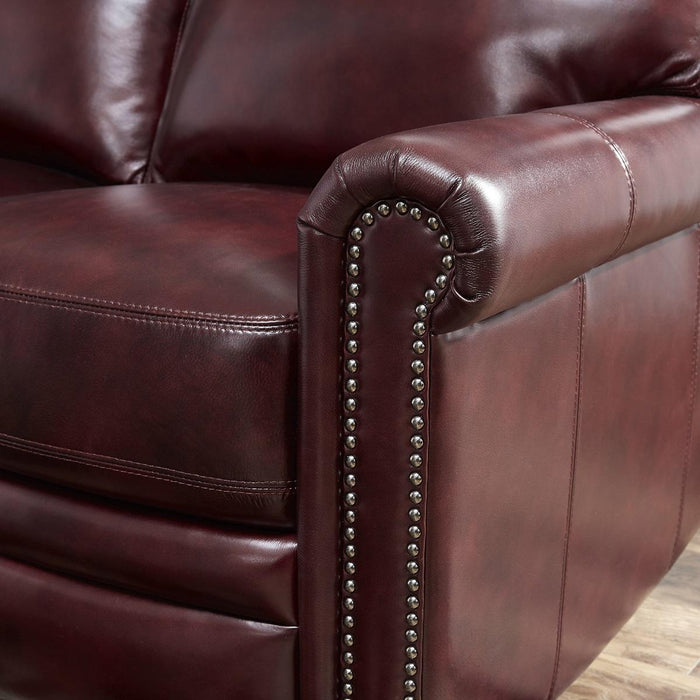 Pulaski Grant Leather Power Reclining Sofa in Oxblood