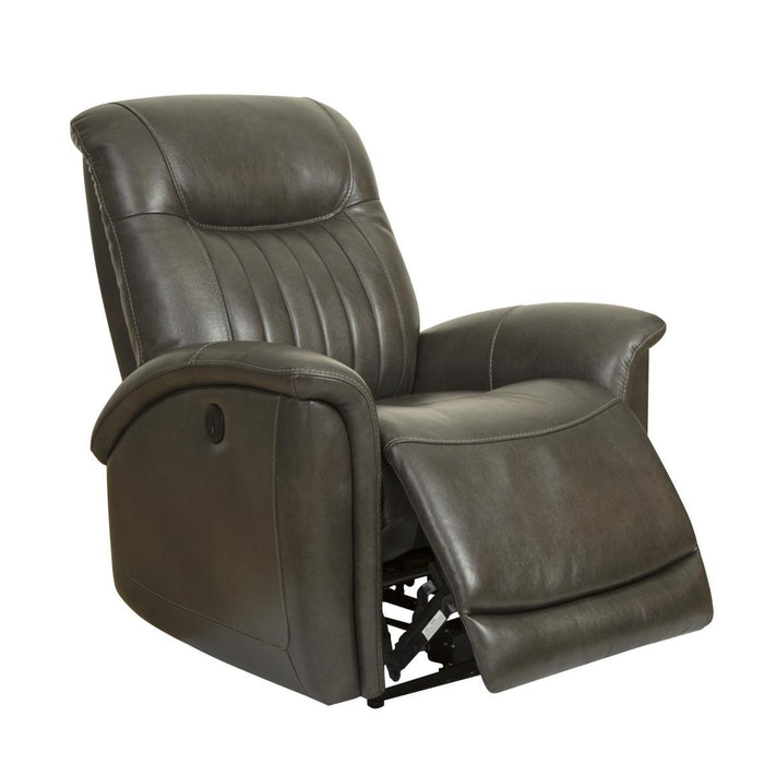 Pulaski Leather Curved Arm Power Recliner in El Paso Brown