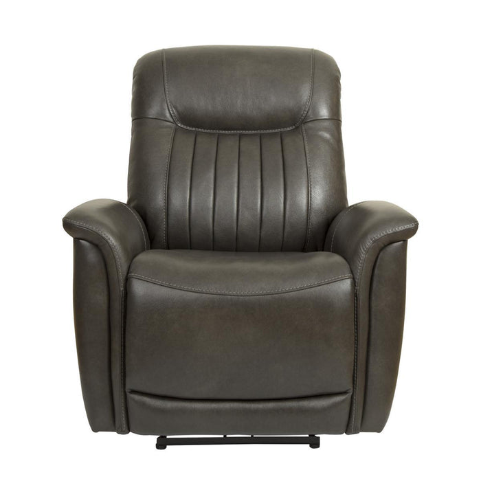 Pulaski Leather Curved Arm Power Recliner in El Paso Brown image