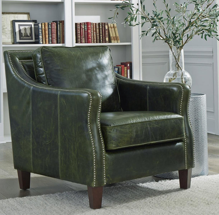 Pulaski Miles Leather Chair in Verdant Green