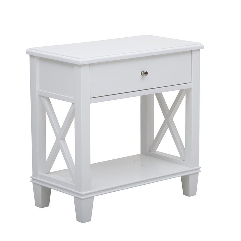 Pulaski Open 'X' Leg Side Table in White - Furniture City (CA)l