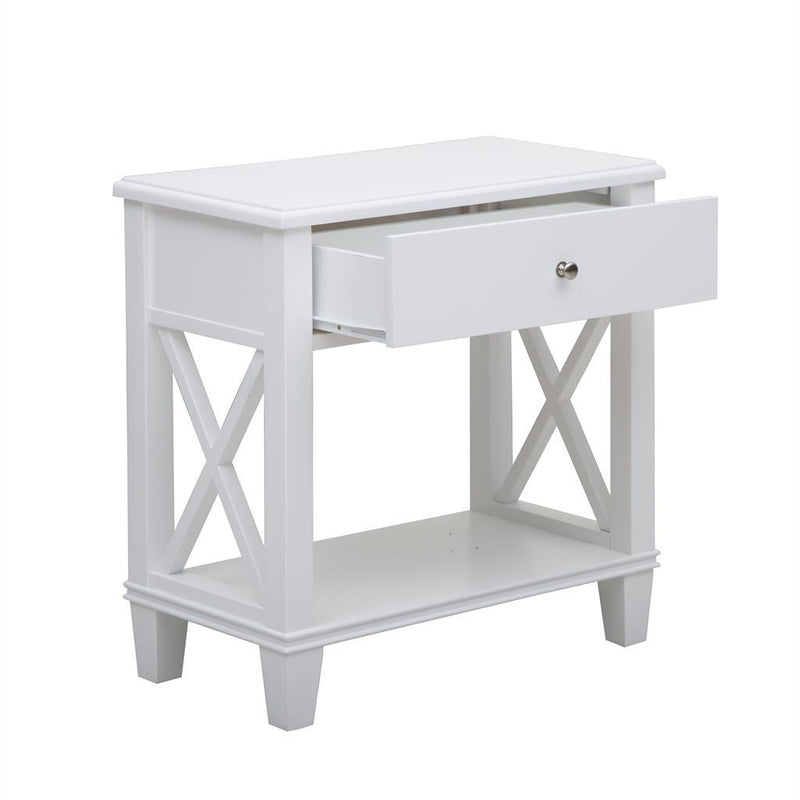 Pulaski Open 'X' Leg Side Table in White - Furniture City (CA)l