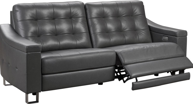 Pulaski Parker Leather Reclining Sofa in Supple Gray - Furniture City (CA)l