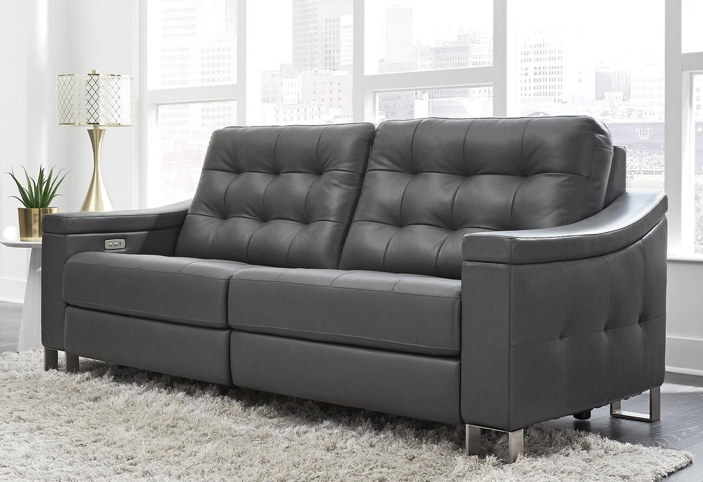Pulaski Parker Leather Reclining Sofa in Supple Gray