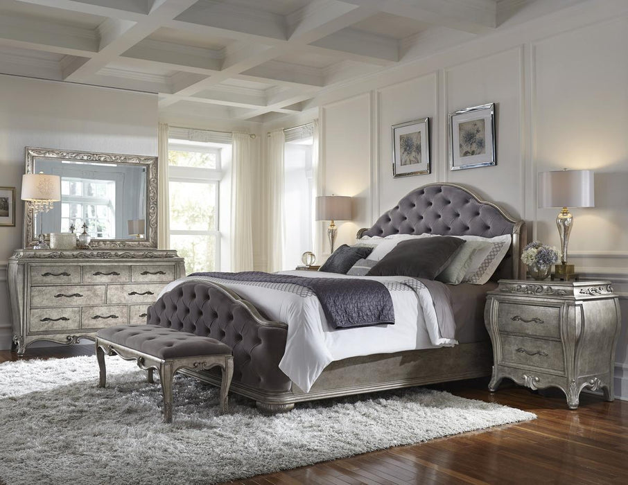 Pulaski Rhianna California King Upholstered Bed in Silver Patina