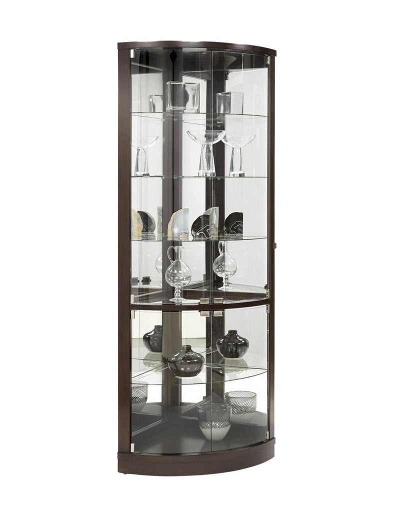 Pulaski Sable Mirrored Back Curved Corner Curio