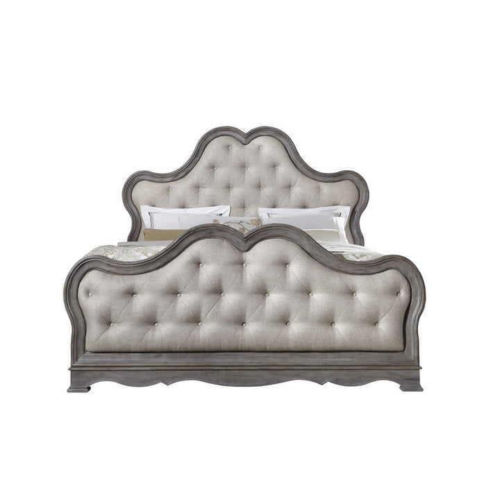 Pulaski Simply Charming King Tufted Upholstered Bed in Light Wood
