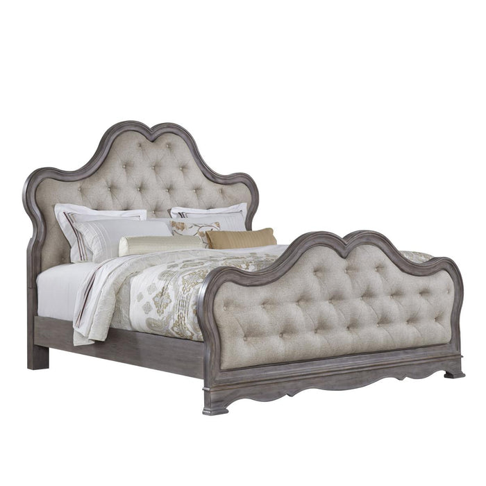 Pulaski Simply Charming California King Tufted Upholstered Bed in Light Wood
